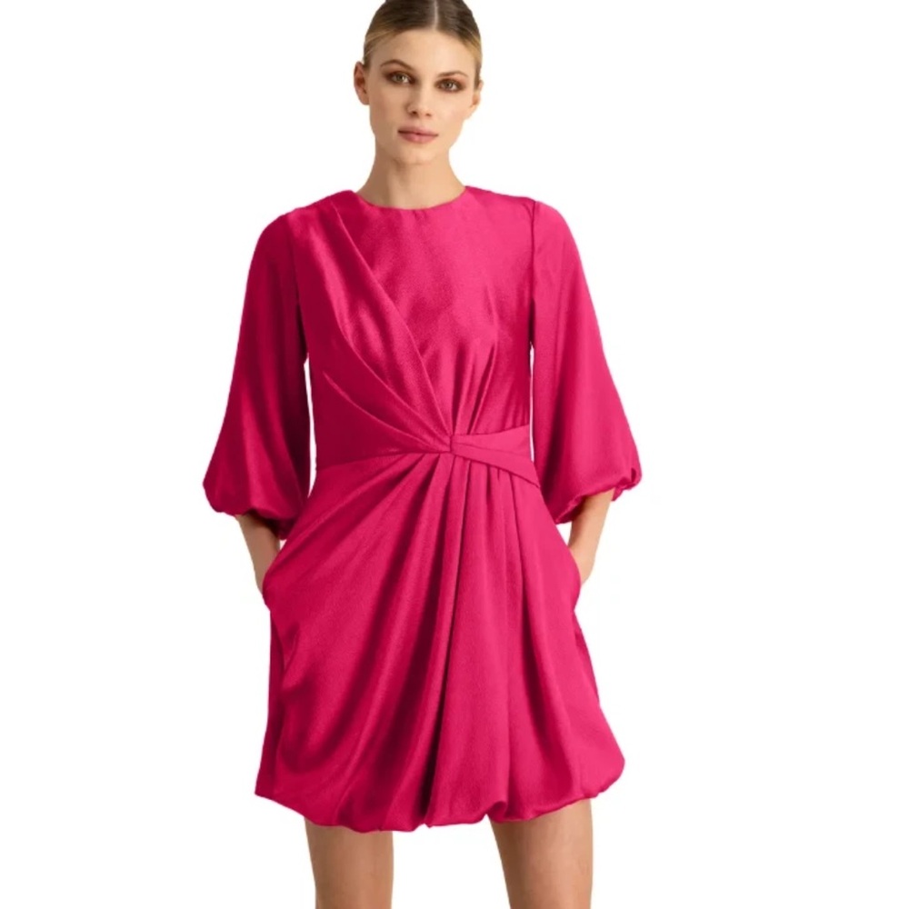 NWT Monique Lhuillier Vibrant Pink Textured Dress size 4